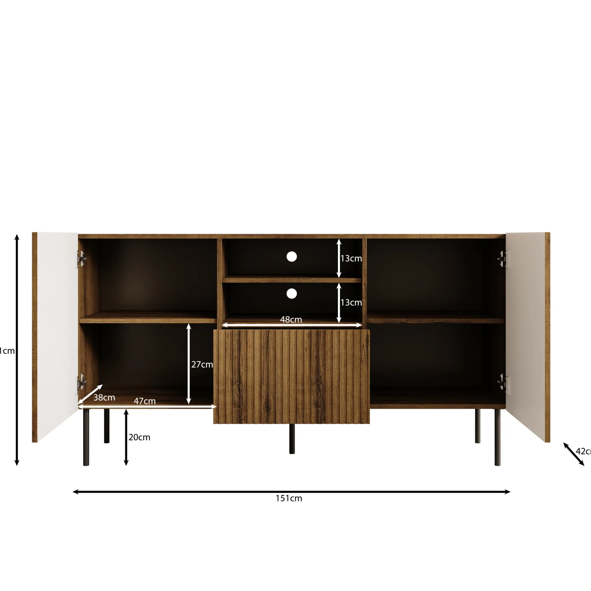 Tartagal - Dressoir - Donkerbruin/eiken - 150x42x81 cm