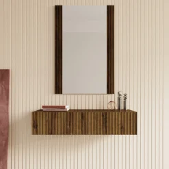 Tartagal - Kaptafel met spiegel - Donkerbruin eiken - 80x42 cm