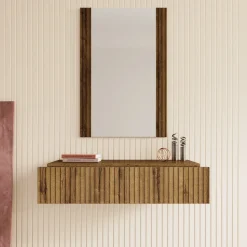 Tartagal - Kaptafel met spiegel - Donkerbruin eiken - 80x42 cm