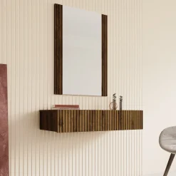 Tartagal - Kaptafel met spiegel - Donkerbruin eiken - 80x42 cm