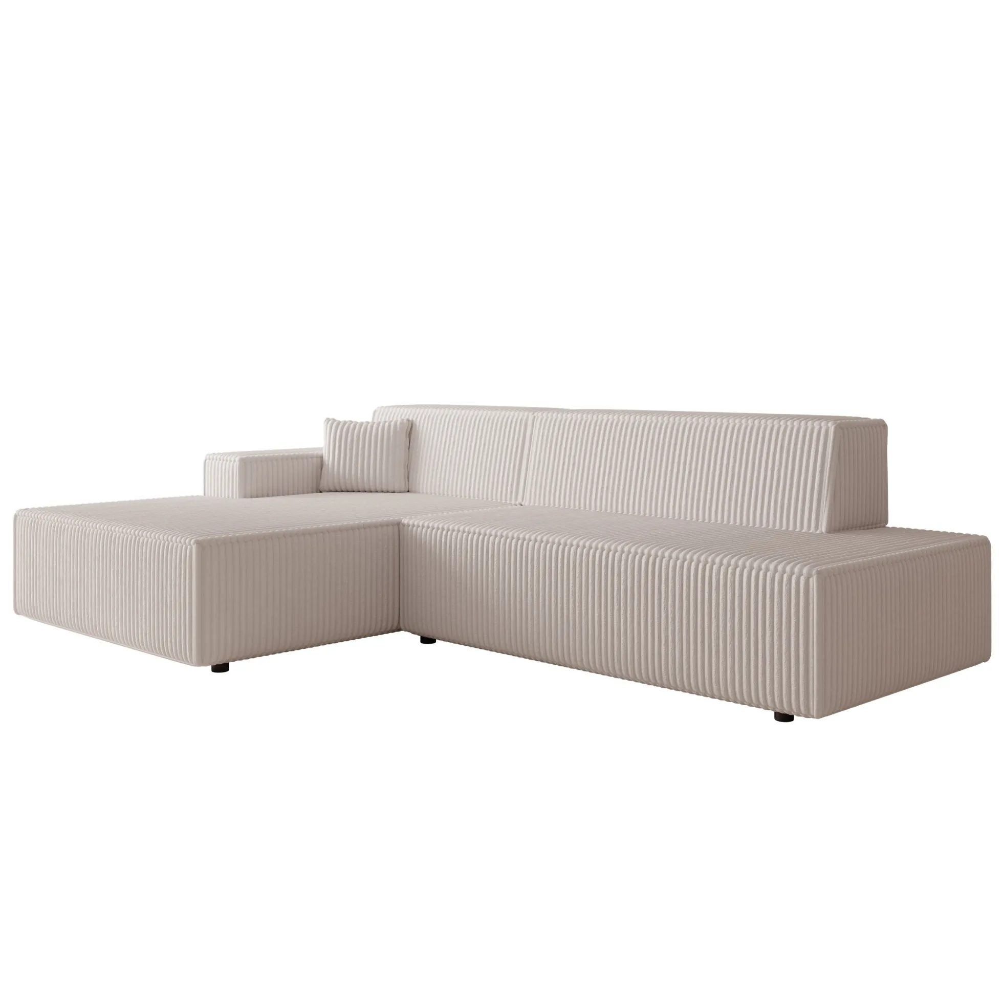 Tasmania - Hoekbank 3-zits met slaapfunctie - Ribstof beige - Links