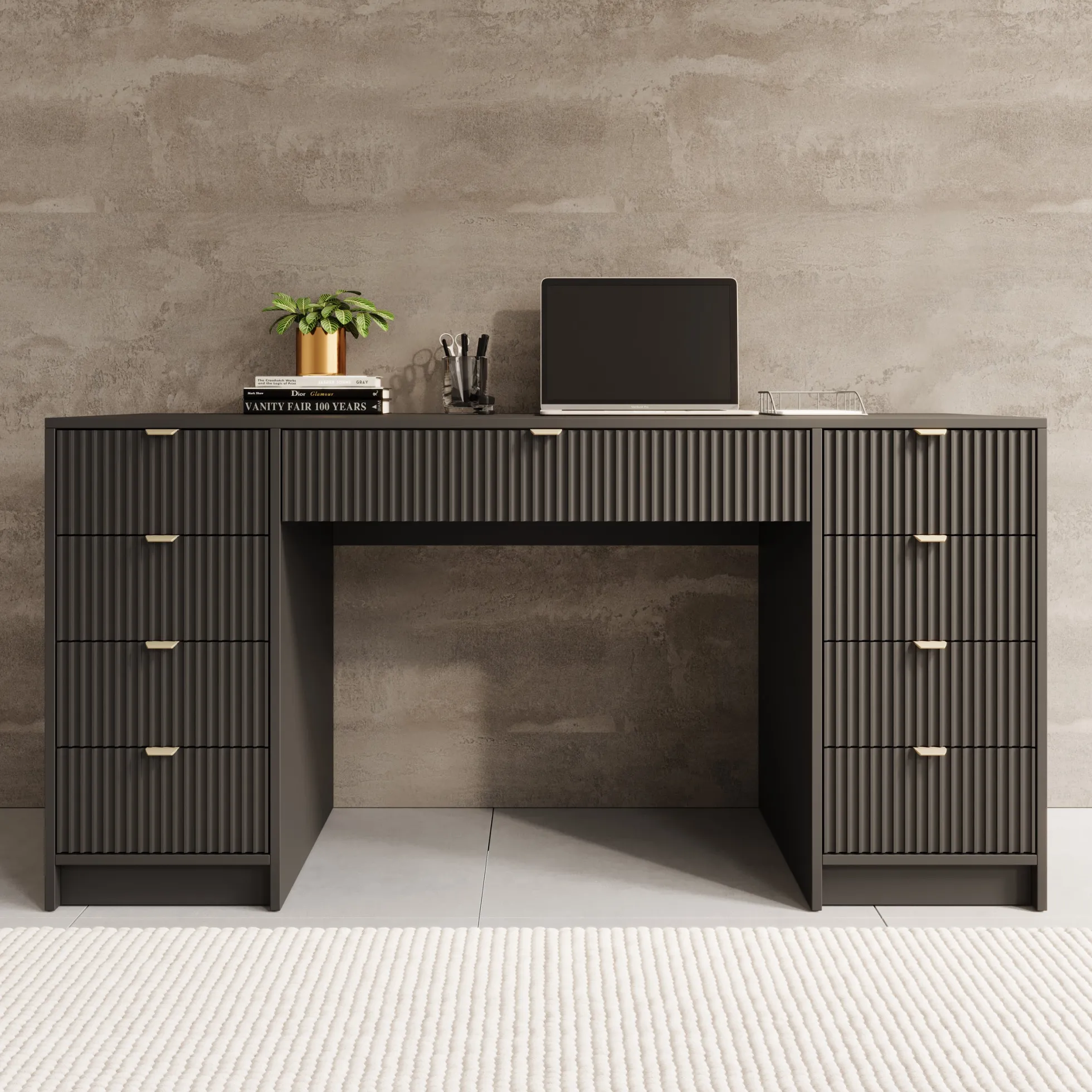 Tavares 2 - Bureau - Zwart - 154x55 cm