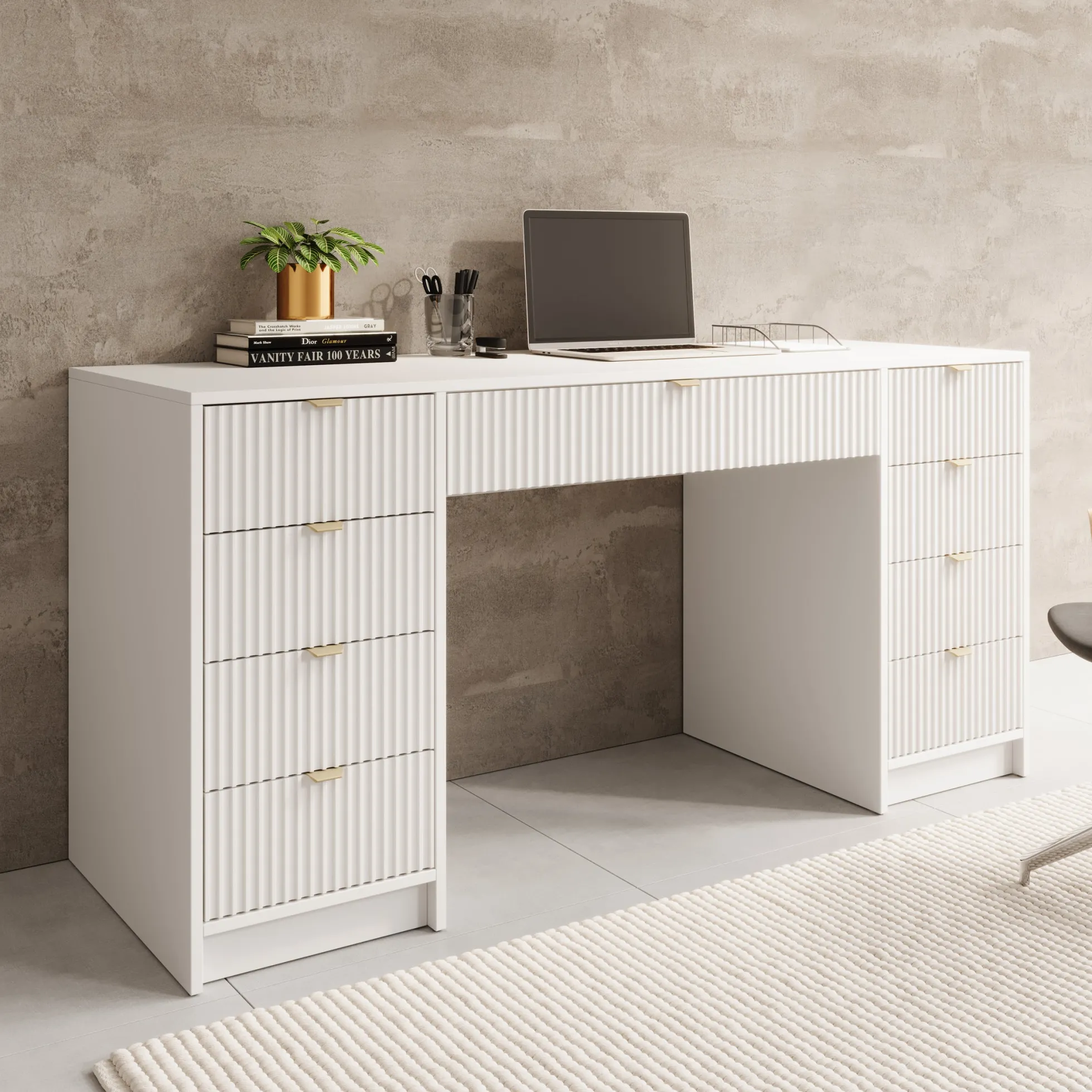 Tavares 2 - Kaptafel - Wit - 154x55x76 cm