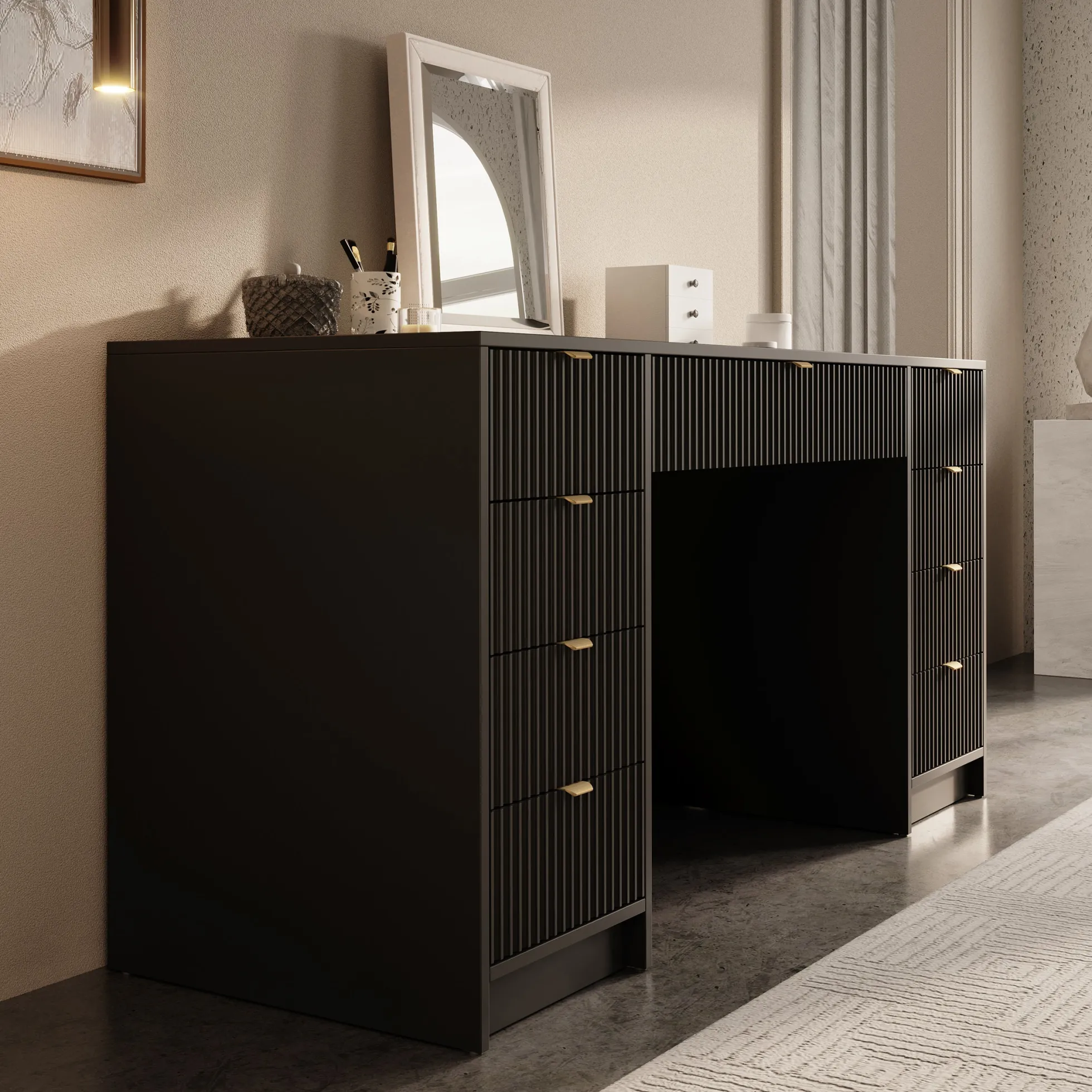 Tavares 2 - Kaptafel - Zwart - 154x55 cm