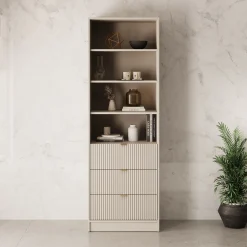 Tavares - Boekenkast - Beige - 60x40x180 cm