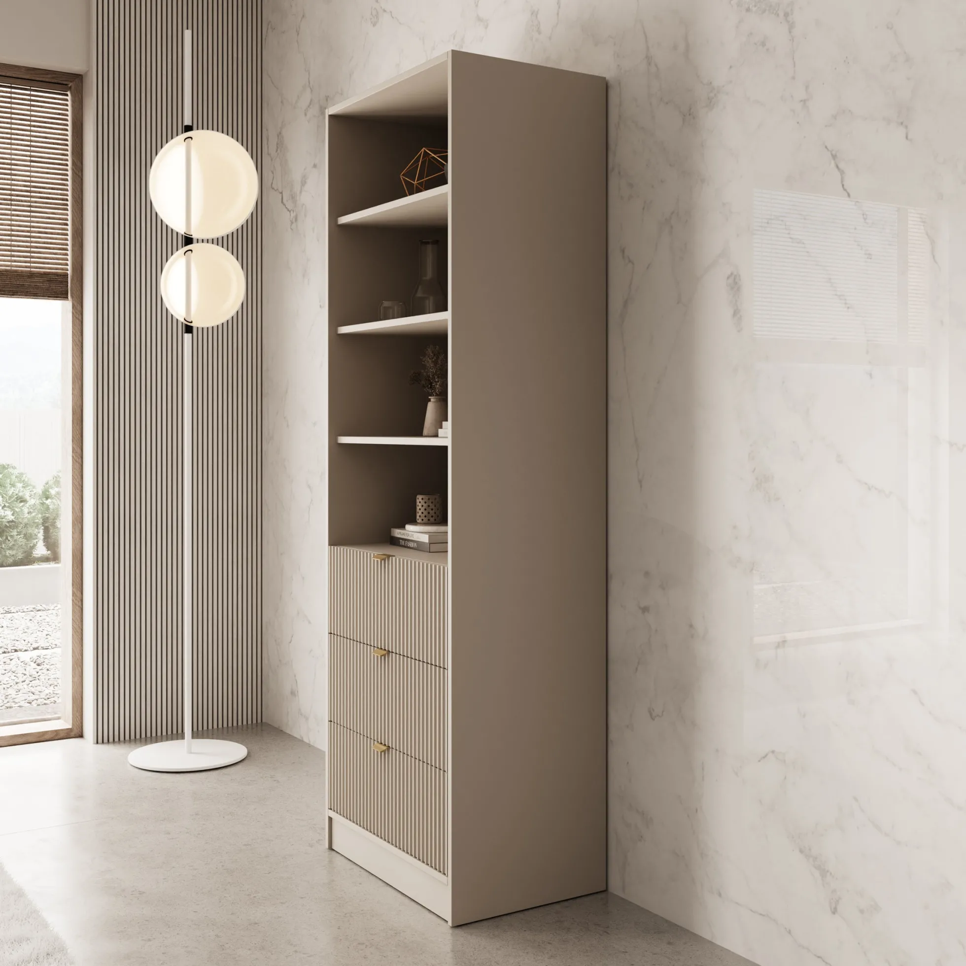 Tavares - Boekenkast - Beige - 60x40x180 cm