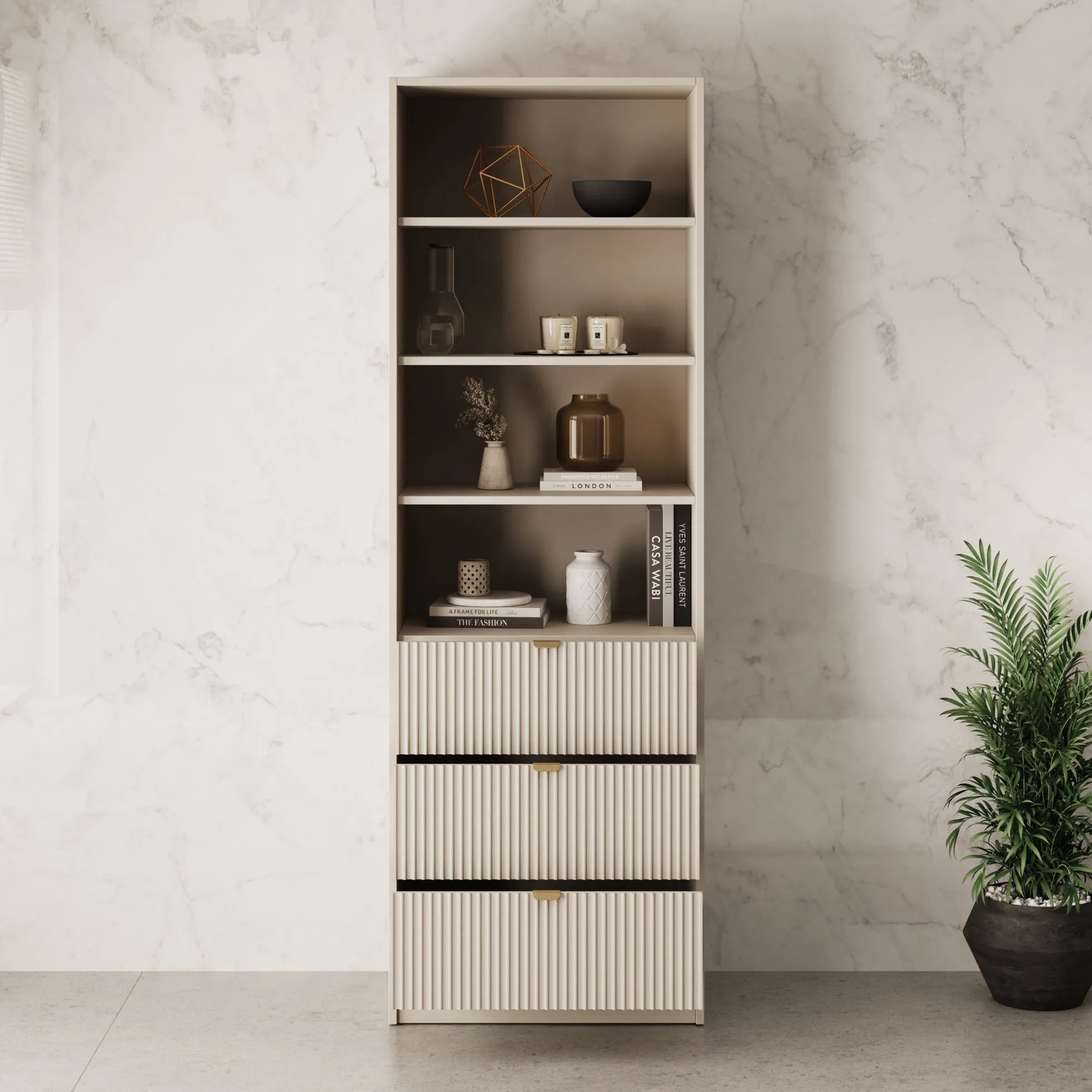 Tavares - Boekenkast - Beige - 60x40x180 cm