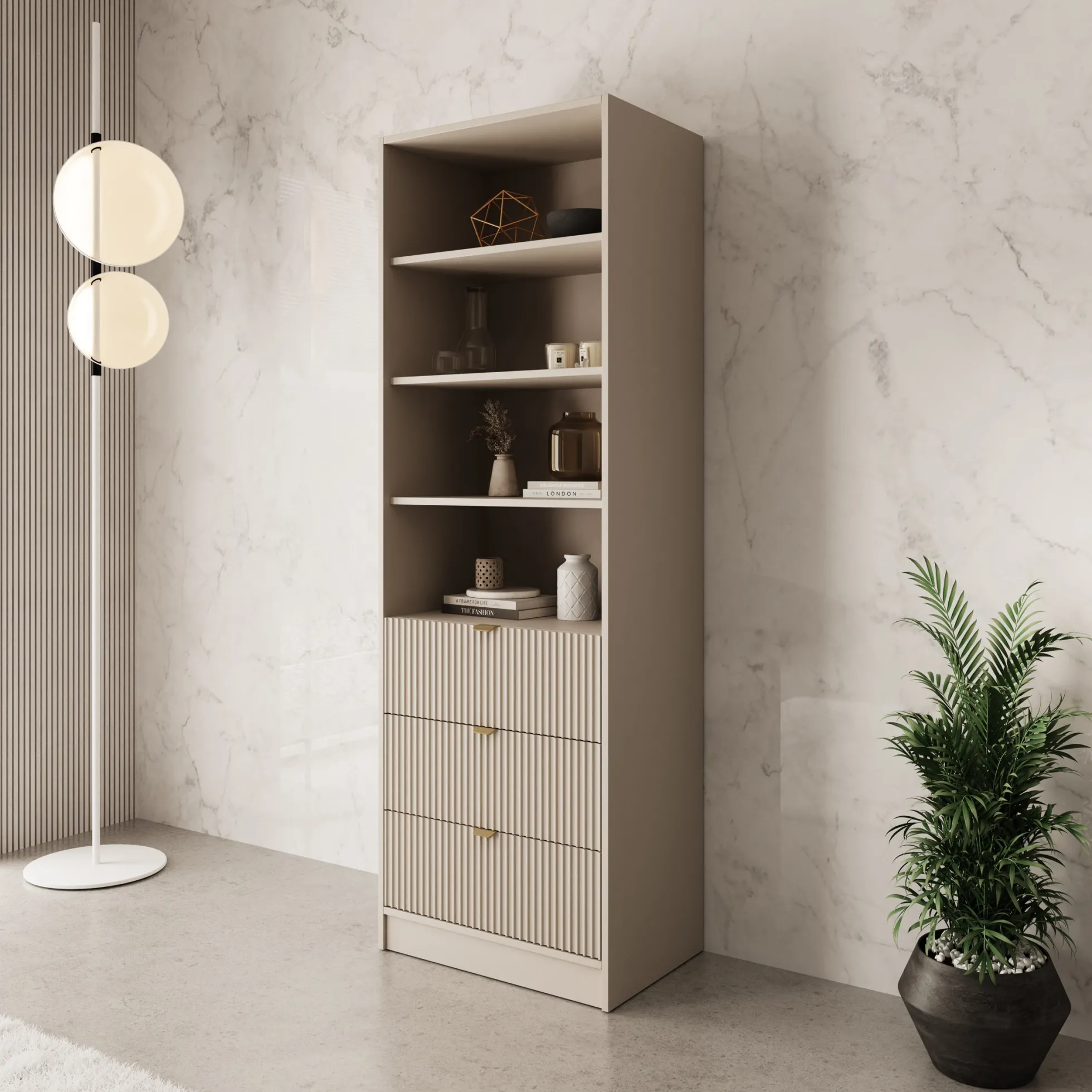 Tavares - Boekenkast - Beige - 60x40x180 cm