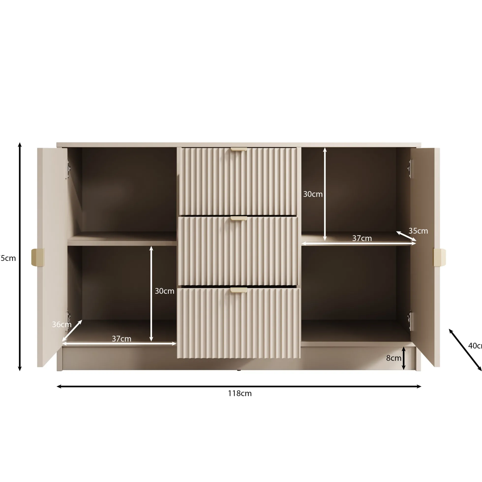 Tavares - Dressoir - Beige - 118x40x75 cm
