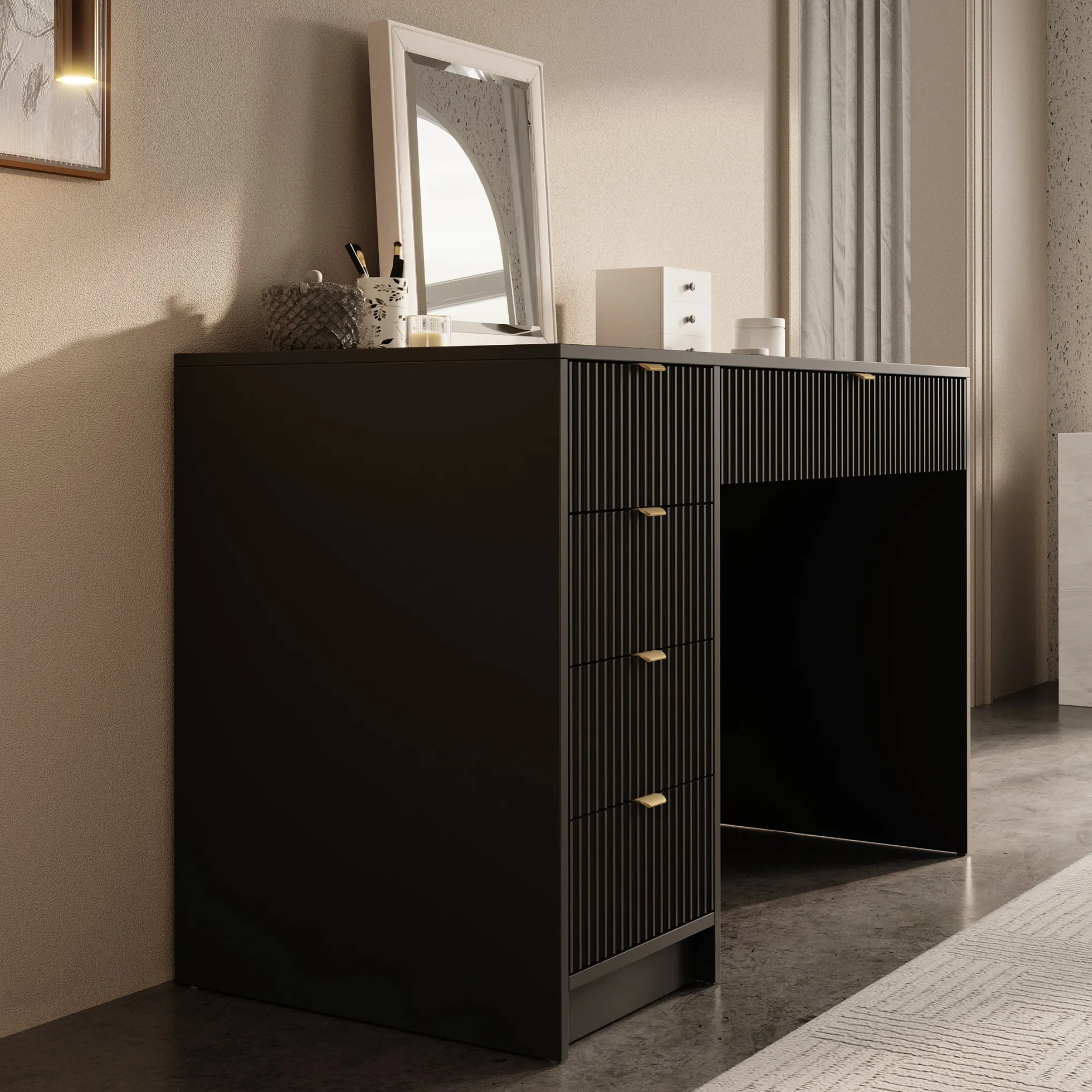 Tavares - Kaptafel - Zwart - 120x55 cm