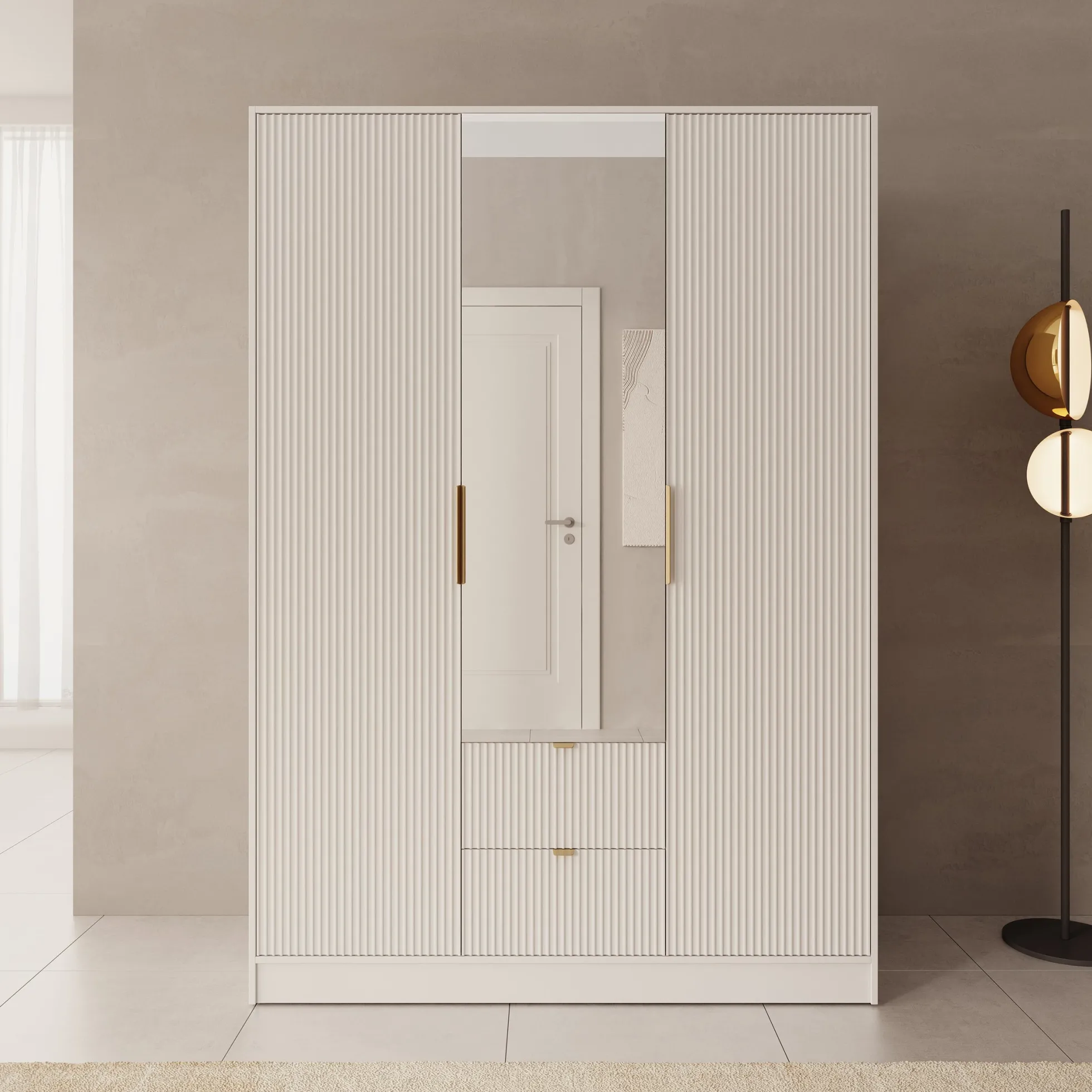 Tavares - Kledingkast 3 deurs - Wit - 151x60x216 cm