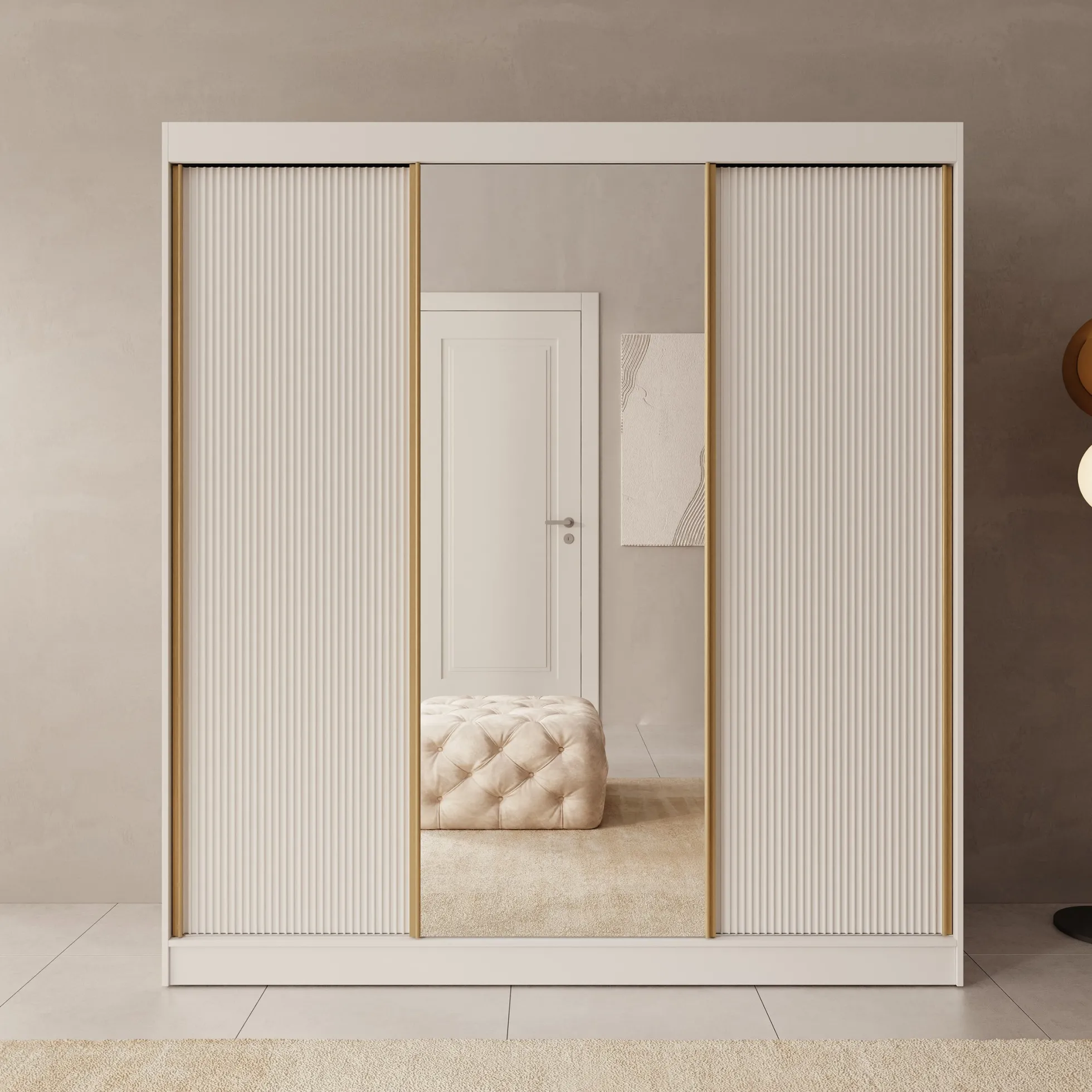 Tavares - Kledingkast 3 schuifdeuren - Wit - 200x60x216 cm