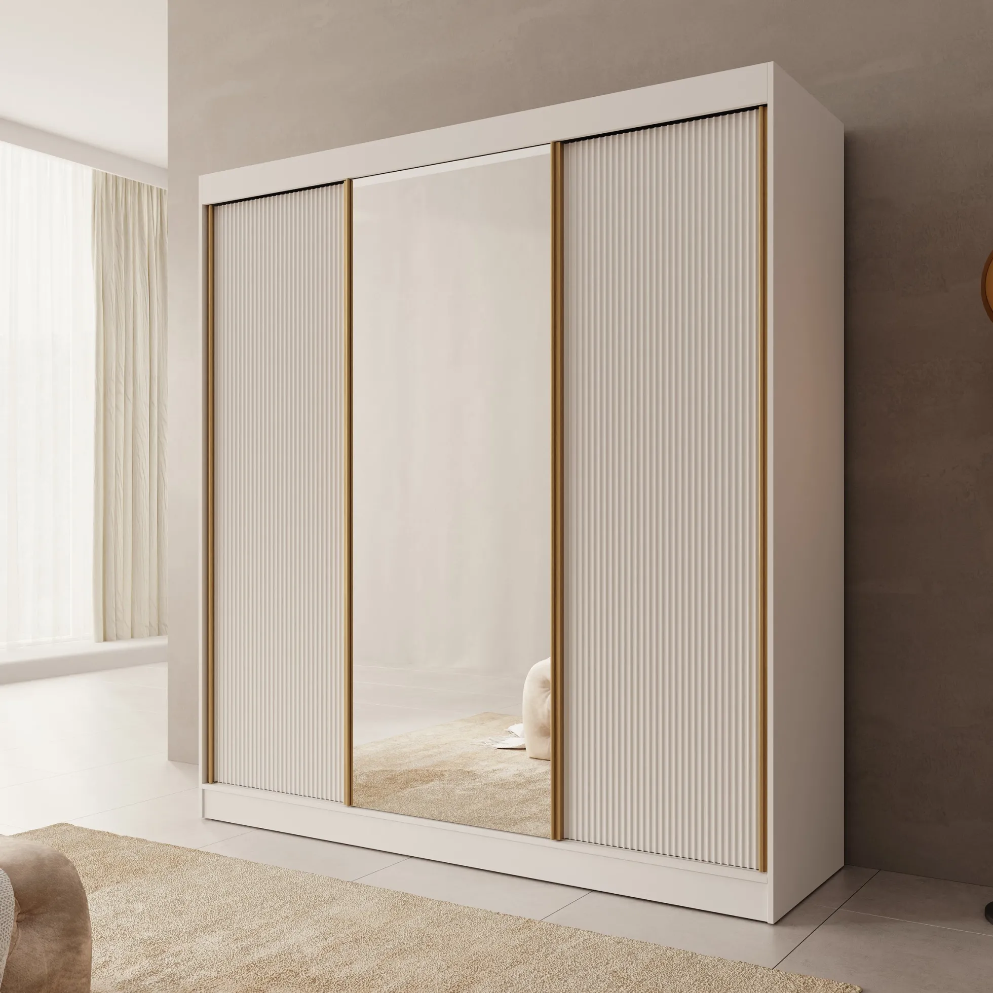 Tavares - Kledingkast 3 schuifdeuren - Wit - 200x60x216 cm