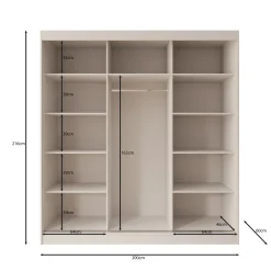 Tavares - Kledingkast 3 schuifdeuren - Wit - 200x60x216 cm