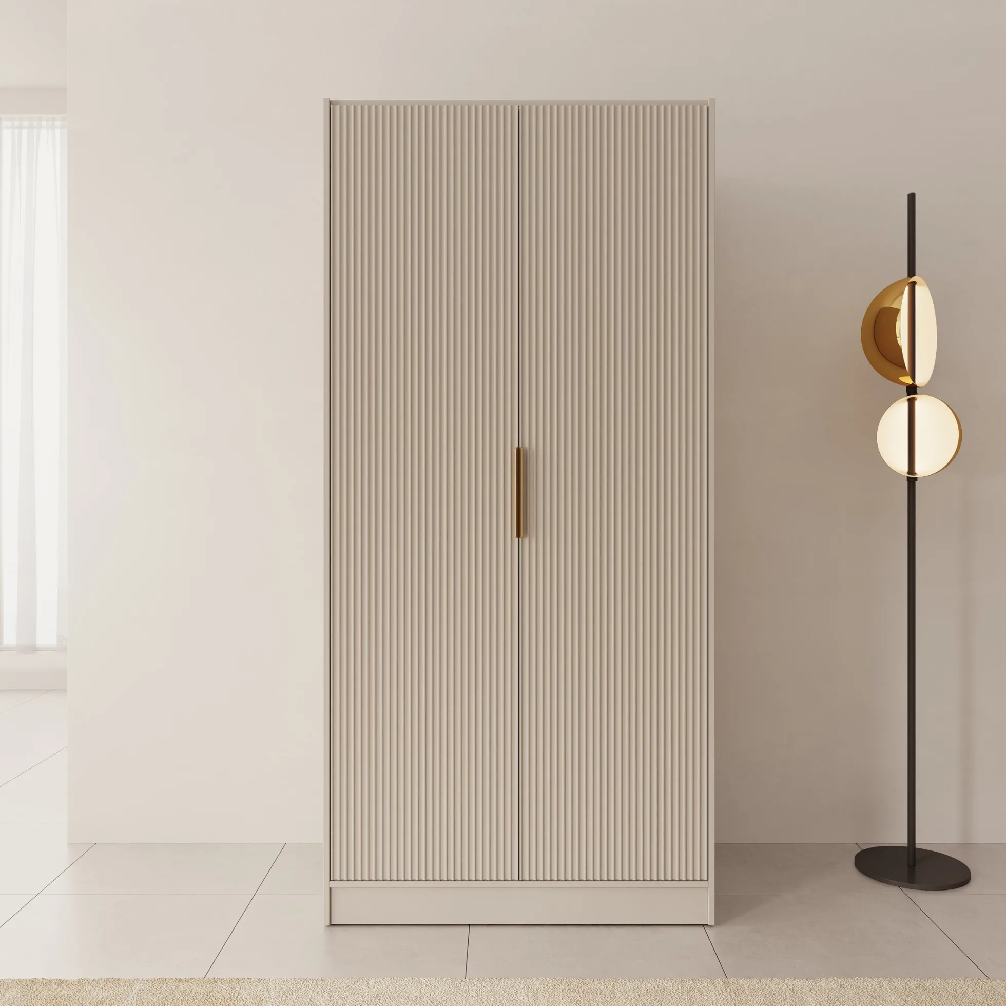 Tavares - Kledingkast met 2 deuren - Beige - 102x60x216 cm