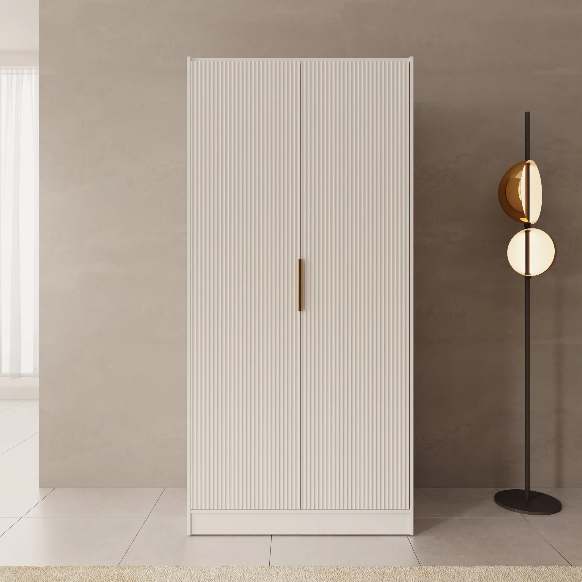 Tavares - Kledingkast met 2 deuren - Wit - 102x60x216 cm