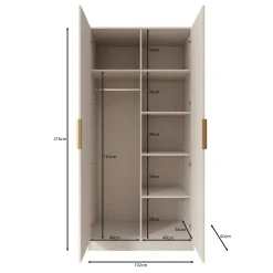 Tavares - Kledingkast met 2 deuren - Wit - 102x60x216 cm