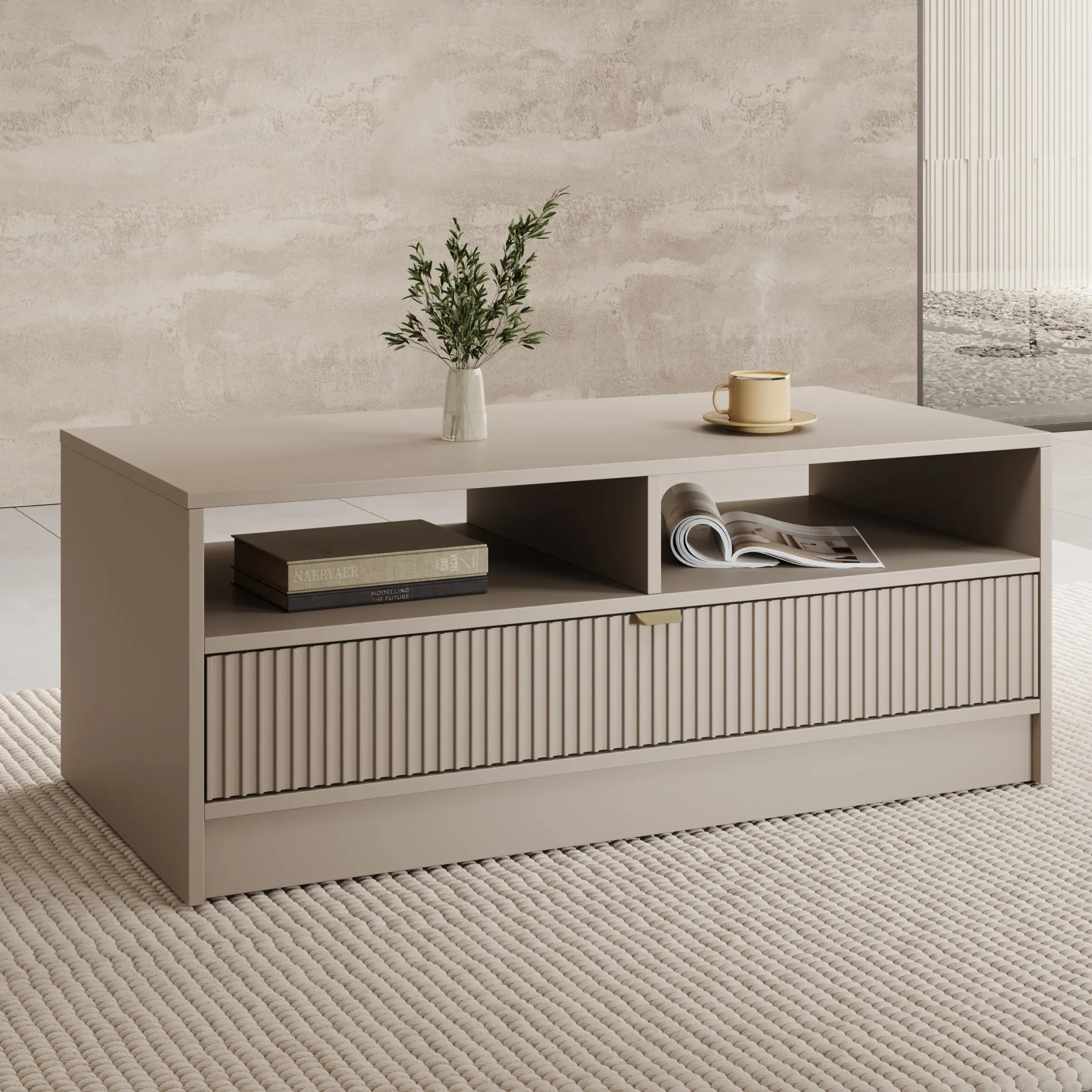 Tavares - Salontafel met lade - Beige - 100x50x40 cm