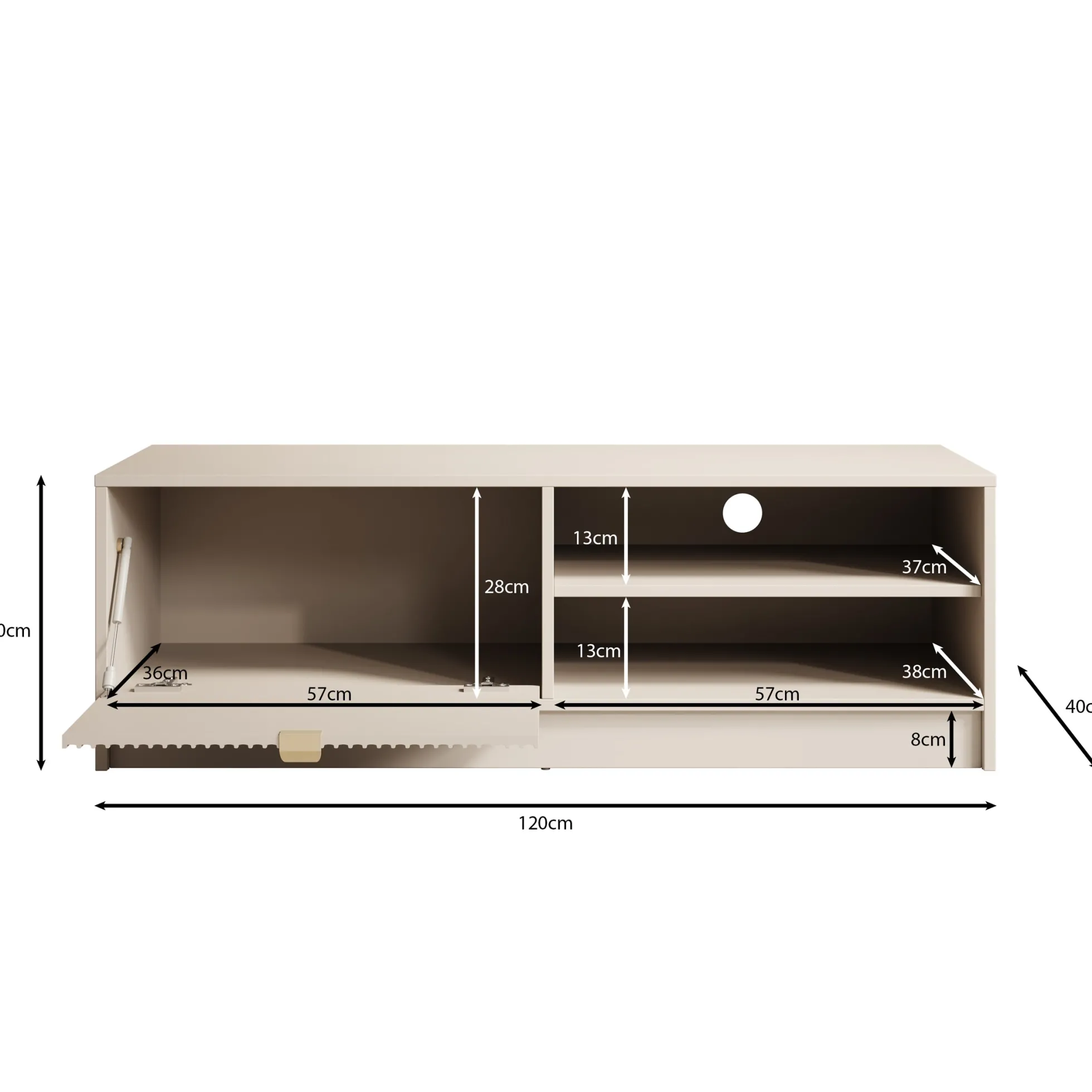 Tavares - TV-Meubel - Beige - 120x40x40 cm
