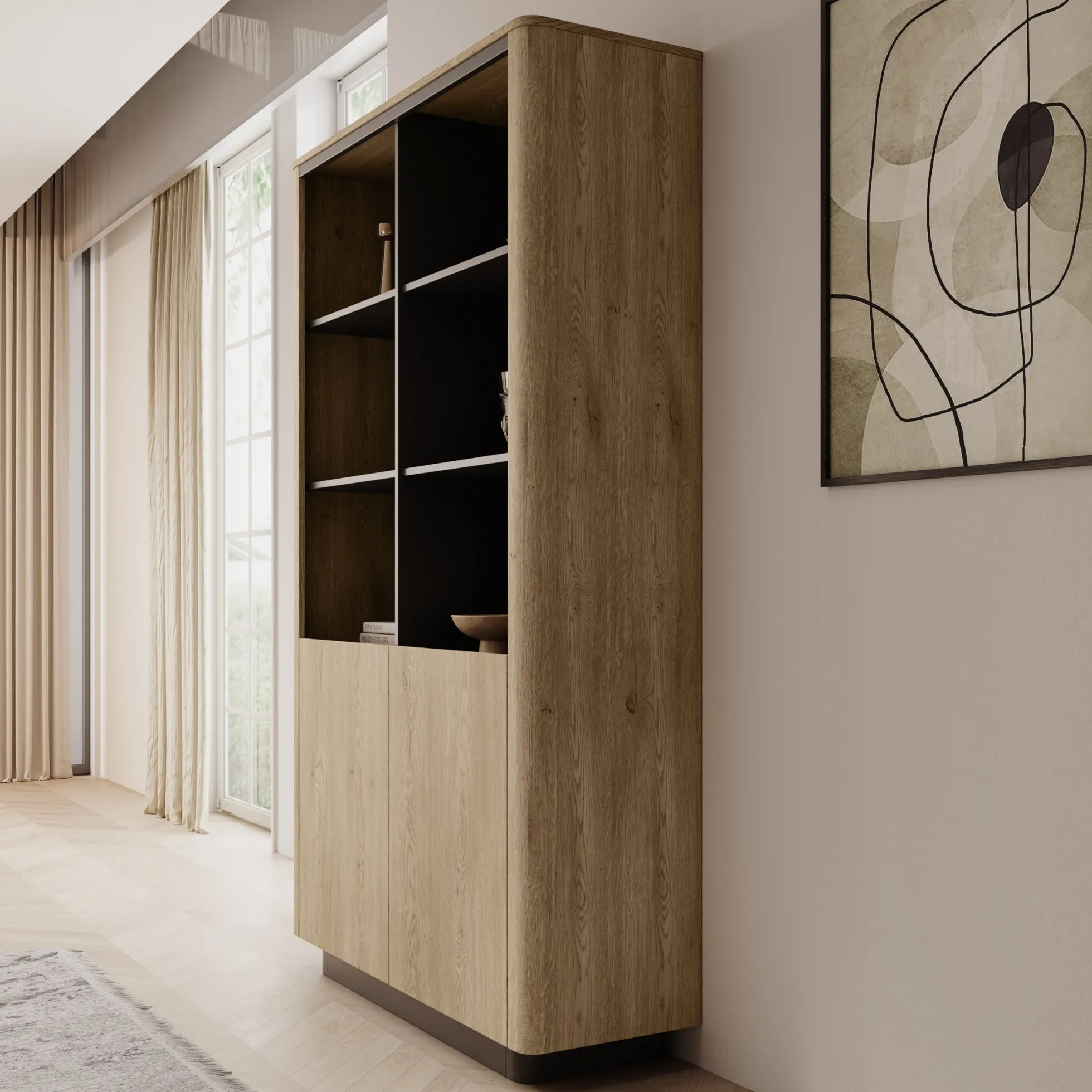 Taywan - Boekenkast - Eiken - 113x38x190 cm