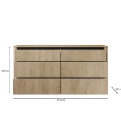 Taywan - Ladekast met 6 lades - Eiken - 163x38x83 cm
