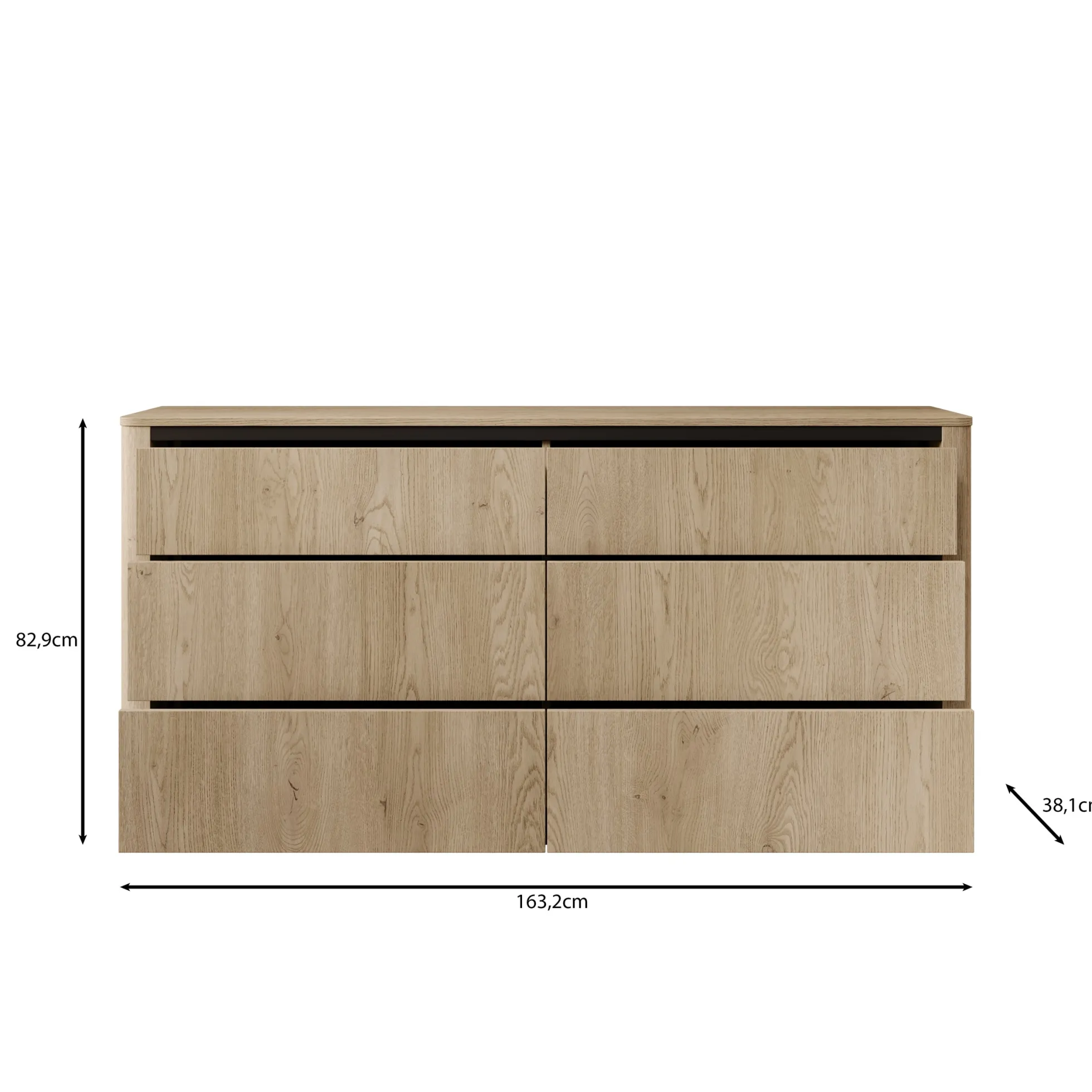 Taywan - Ladekast met 6 lades - Eiken - 163x38x83 cm