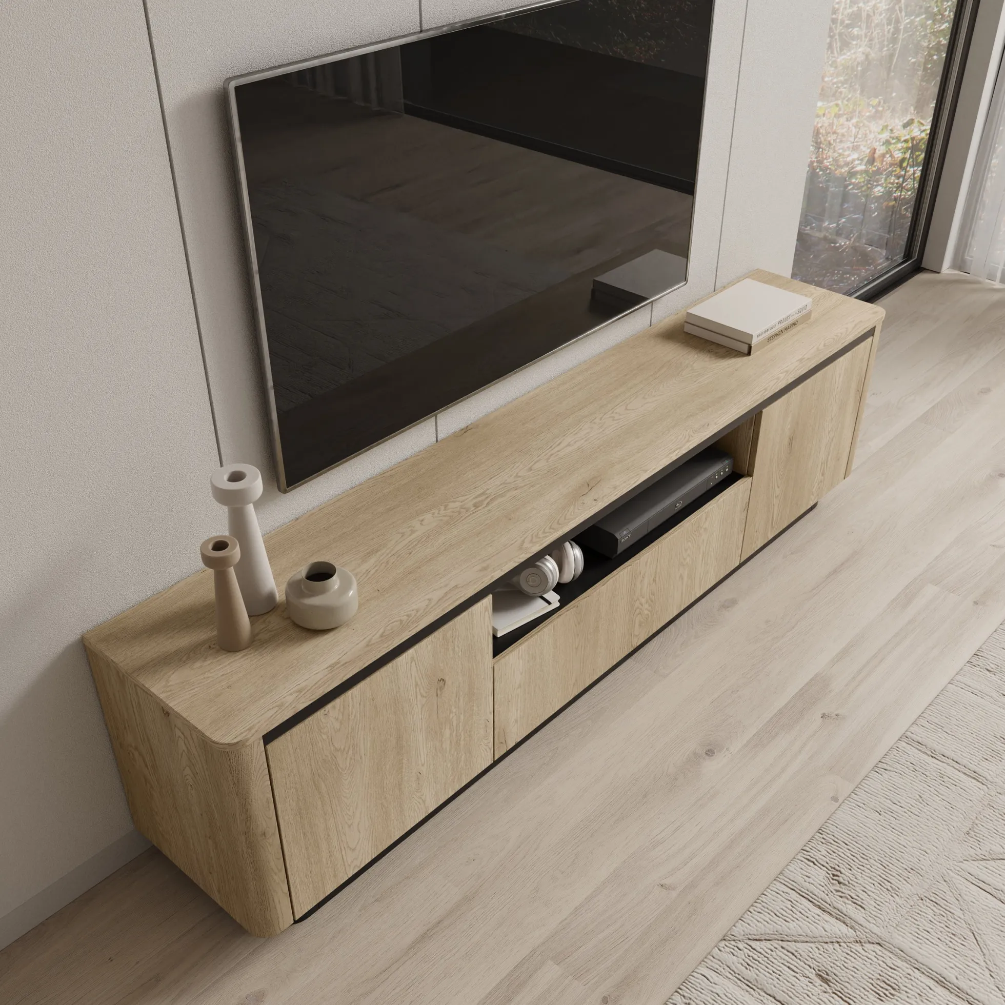 Taywan - TV-Meubel - Eiken - 200x38x55 cm