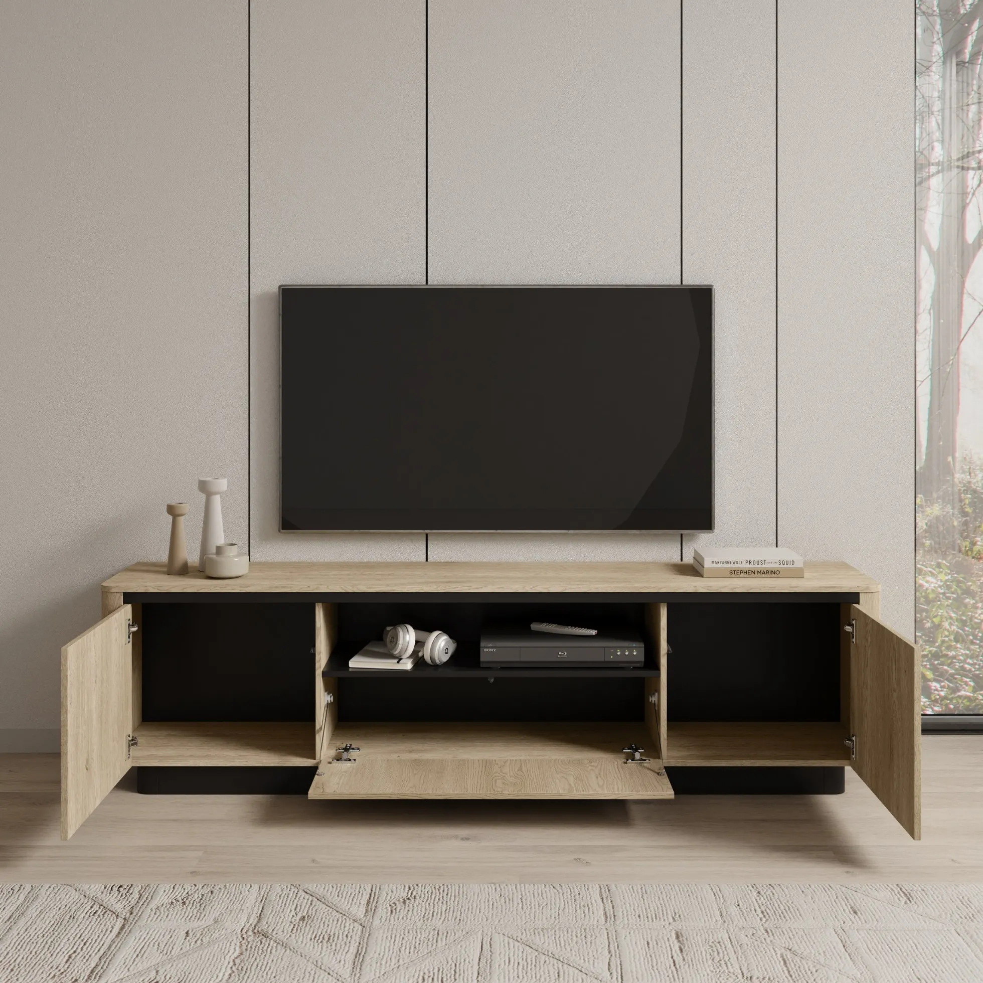 Taywan - TV-Meubel - Eiken - 200x38x55 cm