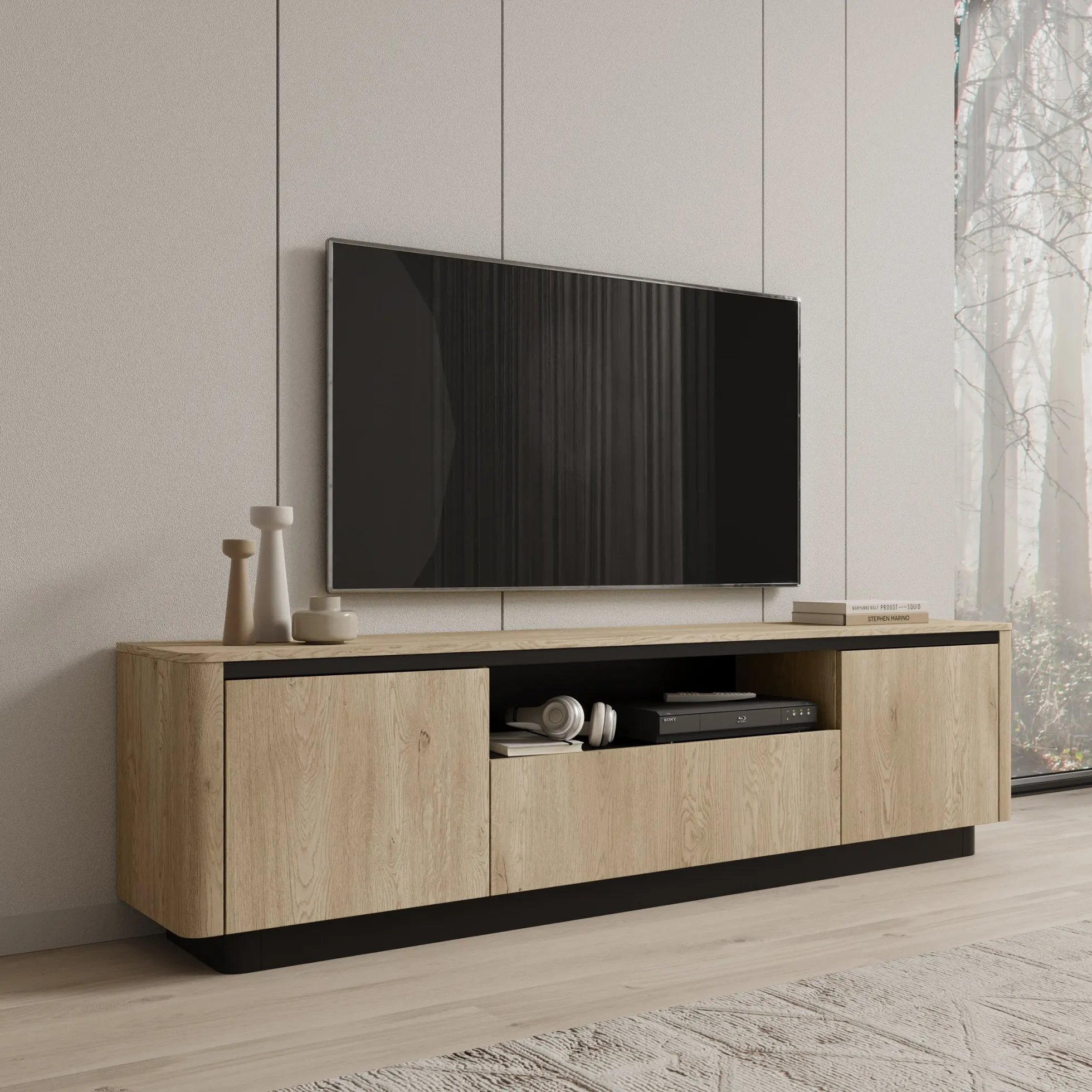 Taywan - TV-Meubel - Eiken - 200x38x55 cm