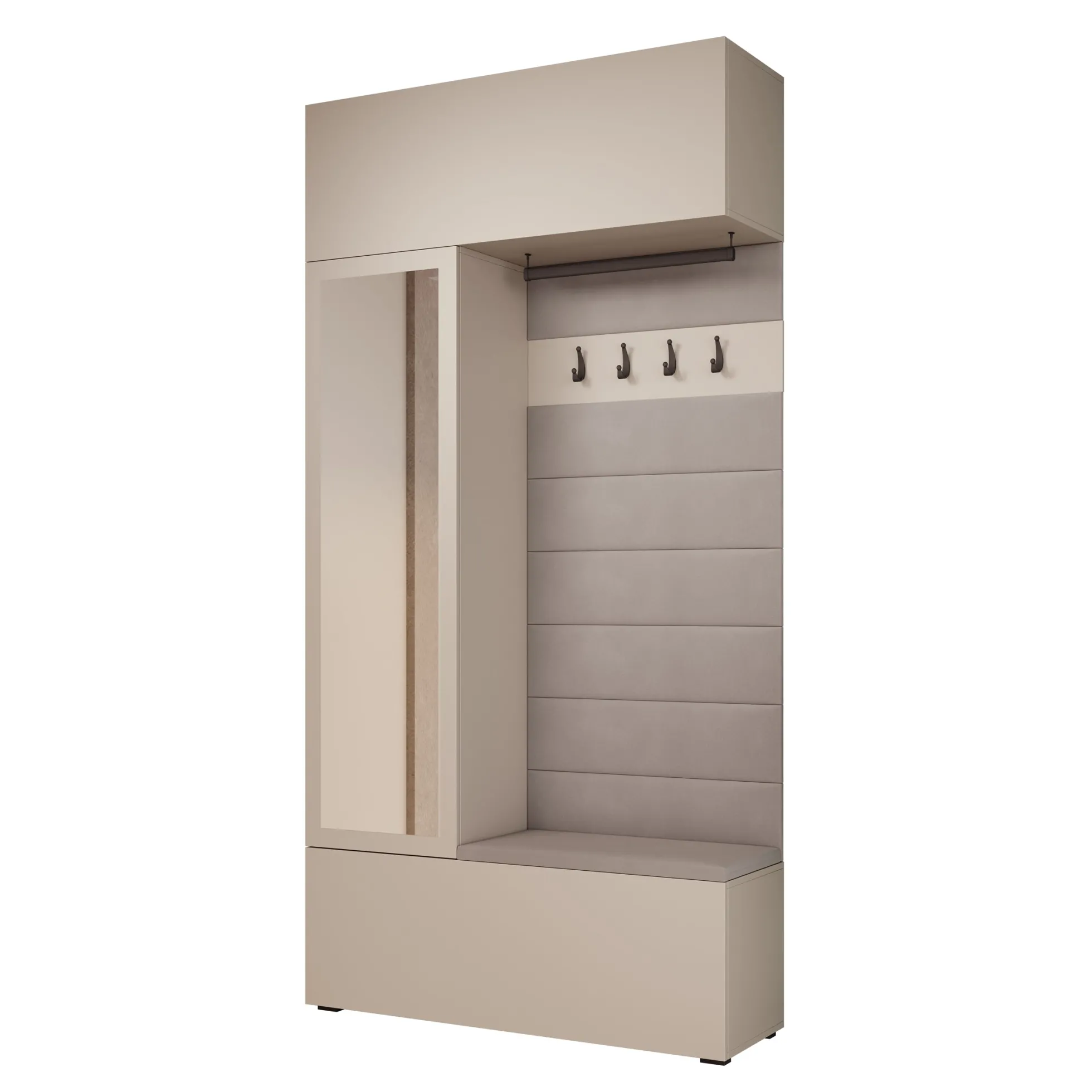 Telora - Halkast met deur - Beige - 115x38x232 cm