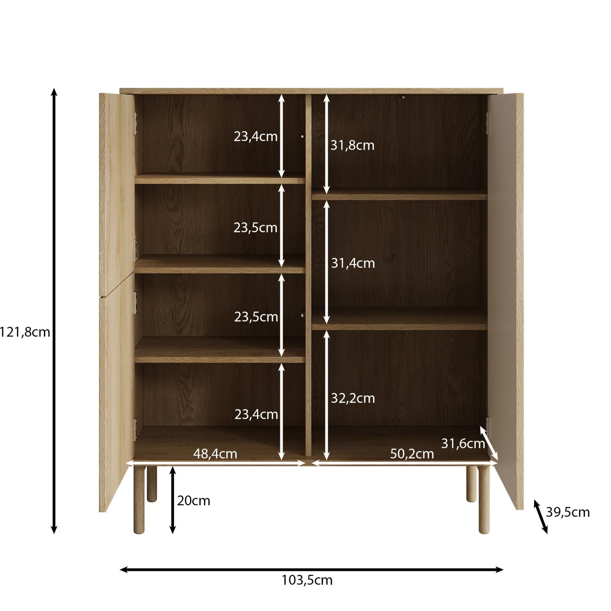 Tenerife - Dressoir - Eiken - 104x40x122 cm