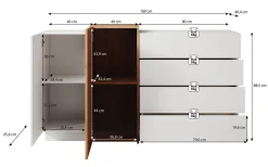 Three - Dressoir - Wit/eiken - 160x46x93 cm