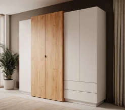 Three - Kledingkast 4-deurs - Eiken - 230x52x202 cm
