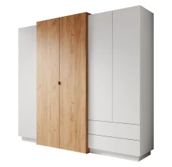 Three - Kledingkast 4-deurs - Eiken - 230x52x202 cm