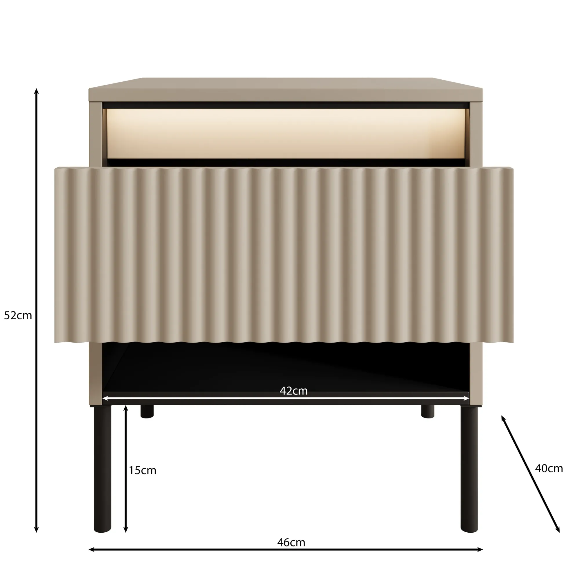 Timoteo 2 - Nachtkastje - Beige - 46x40x52 cm