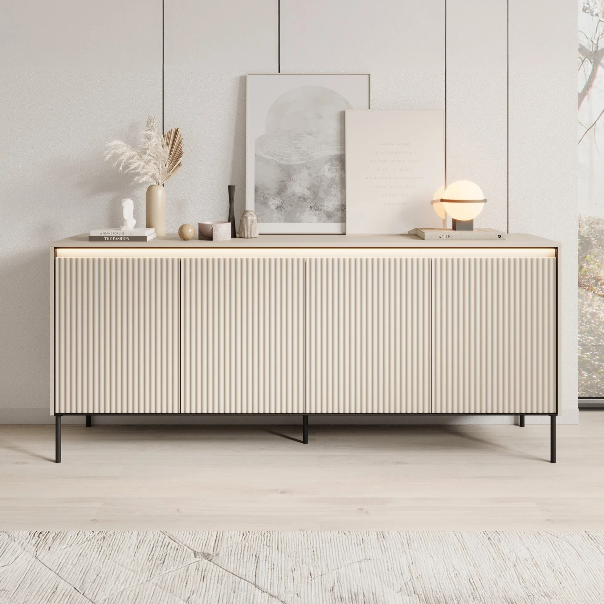 Timoteo - Dressoir - Beige - 193x40x83 cm