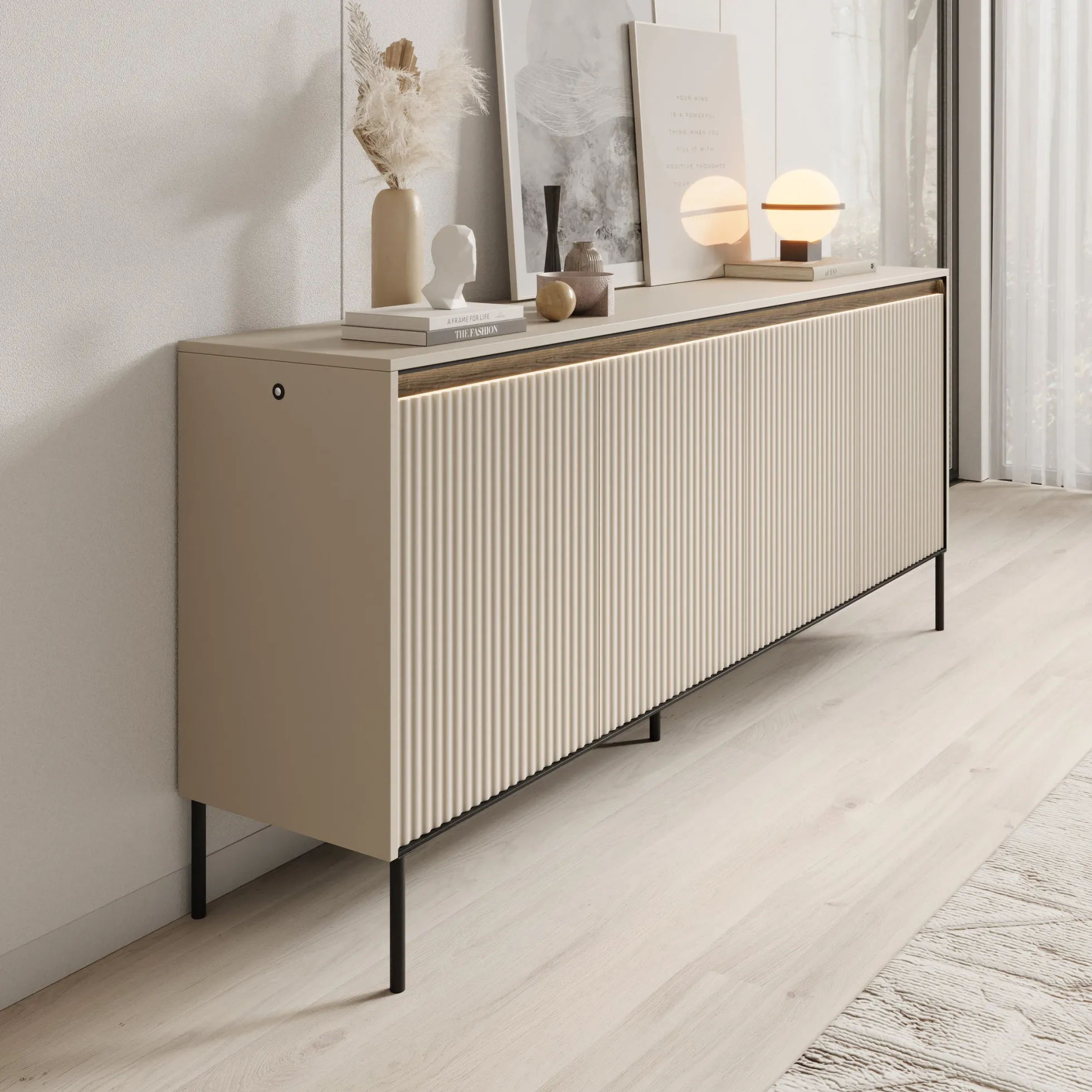 Timoteo - Dressoir - Beige - 193x40x83 cm