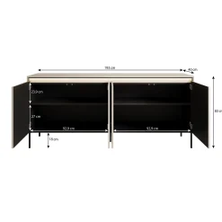 Timoteo - Dressoir - Zwart - 193x40x83 cm