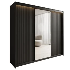 Timoteo - Kledingkast met schuifdeuren - Zwart - 250x63x222 cm