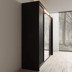 Timoteo - Kledingkast met schuifdeuren - Zwart - 250x63x222 cm