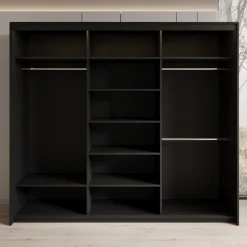 Timoteo - Kledingkast met schuifdeuren - Zwart - 250x63x222 cm