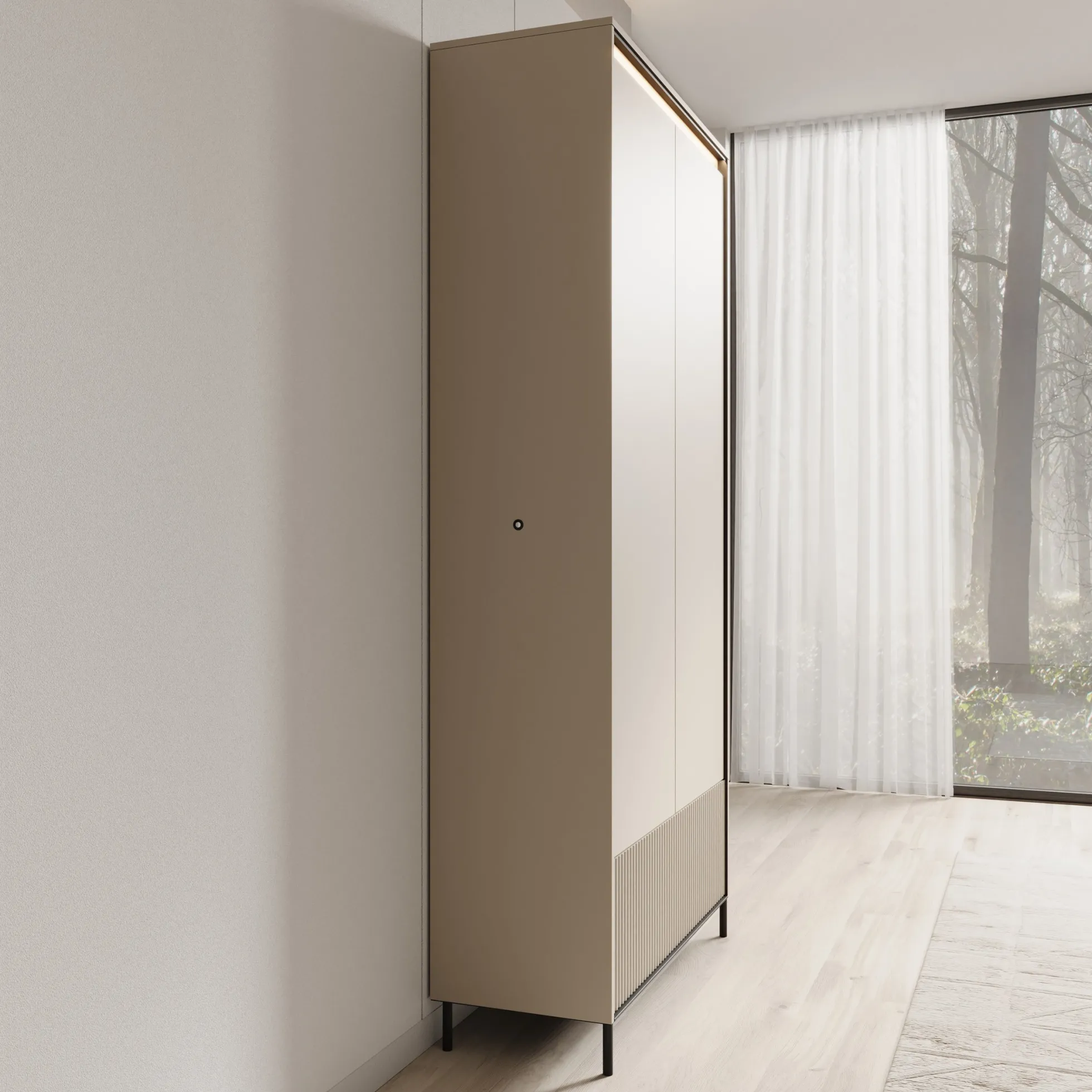 Timoteo - Kledingkast met 2 deuren - Beige - 101x40x210 cm