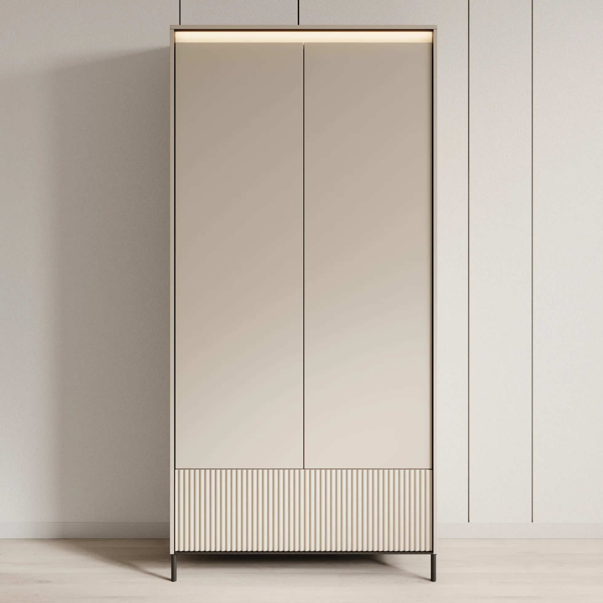 Timoteo - Kledingkast met 2 deuren - Beige - 101x40x210 cm