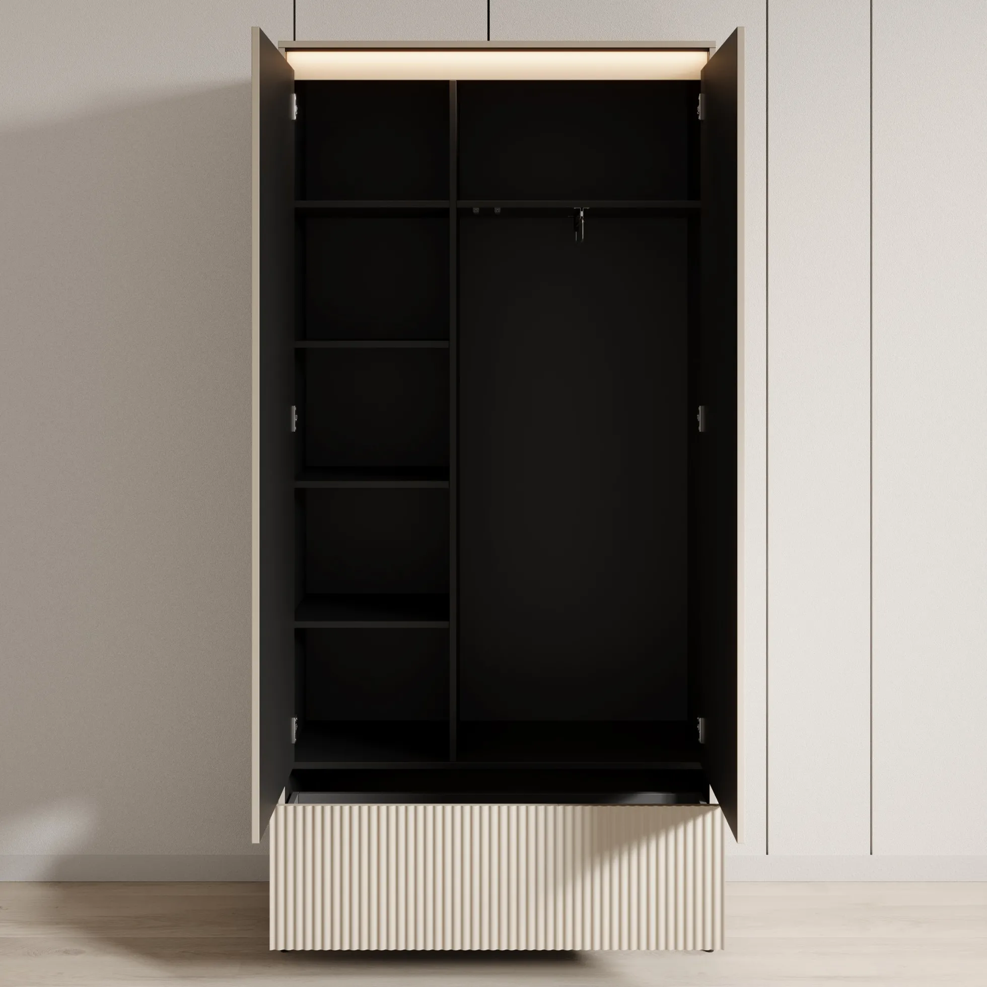 Timoteo - Kledingkast met 2 deuren - Beige - 101x40x210 cm