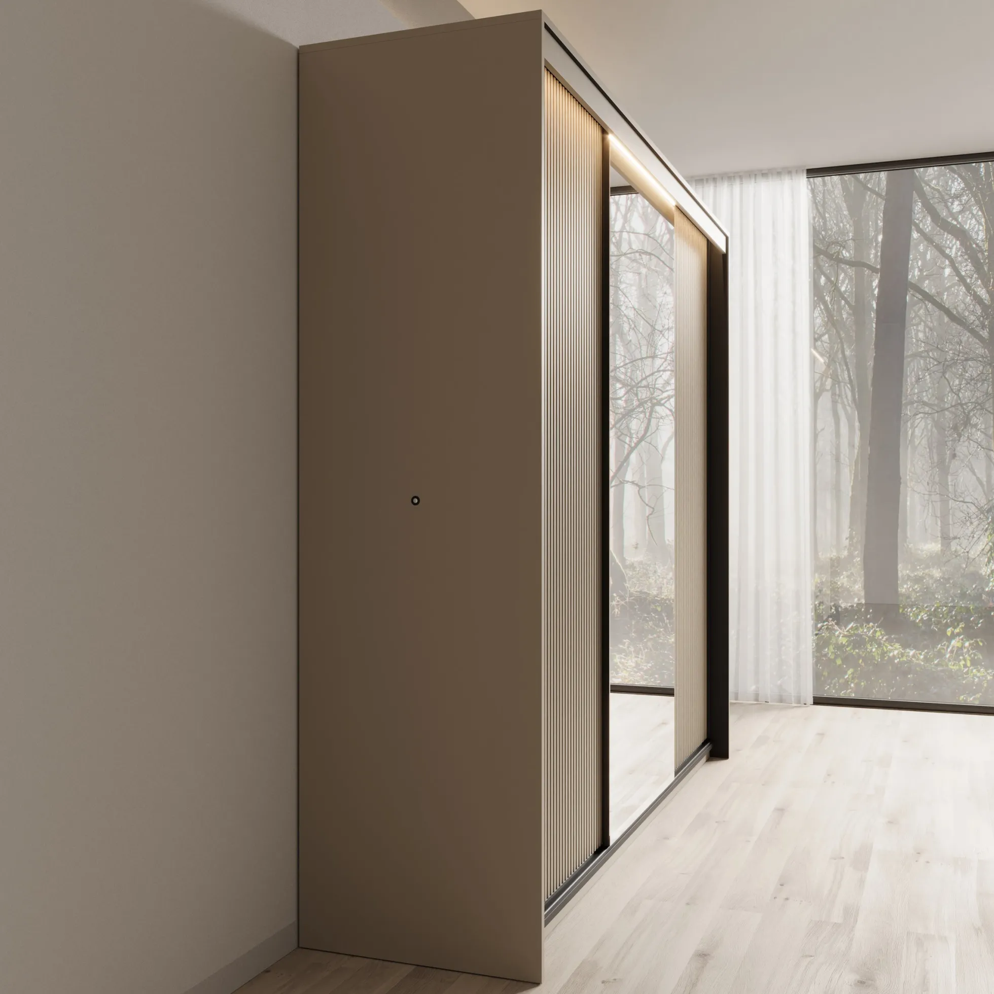 Timoteo - Kledingkast met schuifdeuren - Beige - 250x63x222 cm