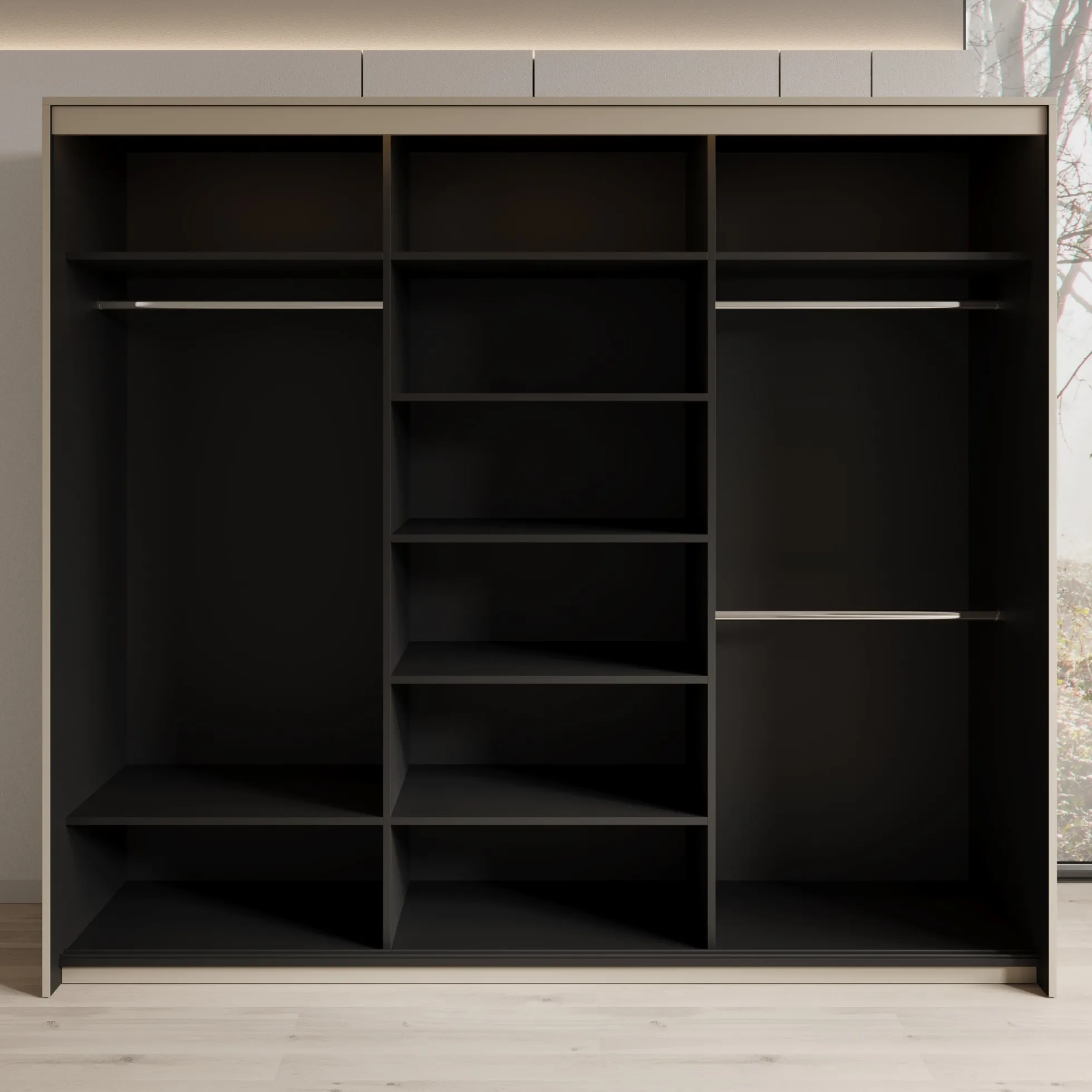 Timoteo - Kledingkast met schuifdeuren - Beige - 250x63x222 cm