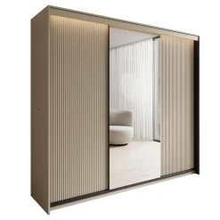 Timoteo - Kledingkast met schuifdeuren - Beige - 250x63x222 cm