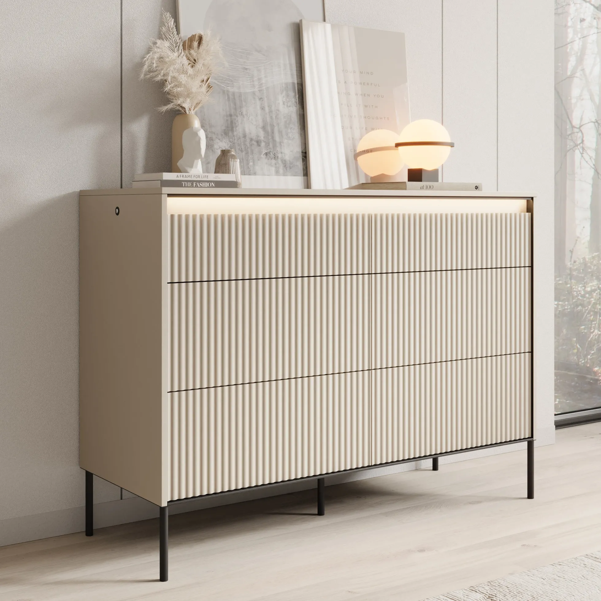 Timoteo - Ladekast - Beige - 130x47x94 cm