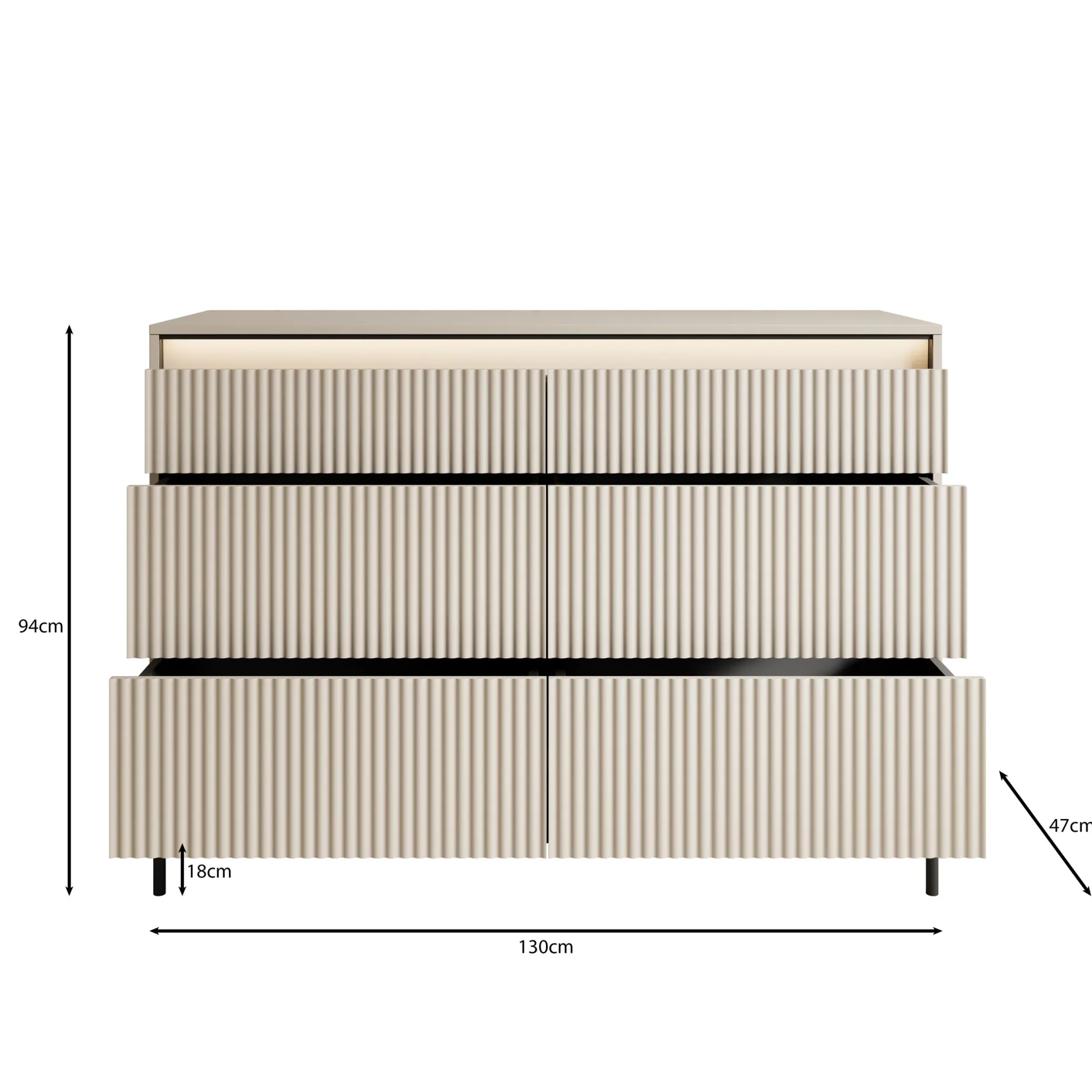 Timoteo - Ladekast - Beige - 130x47x94 cm