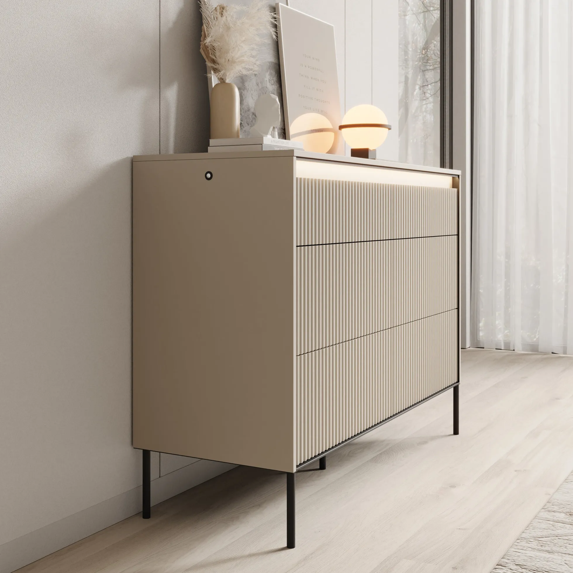 Timoteo - Ladekast - Beige - 130x47x94 cm